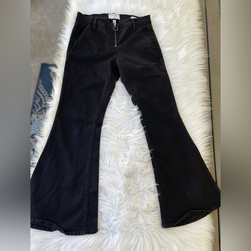 FRAME Le Crop Bell Jeans Flare - Black - Size 26 - Picture 5 of 14